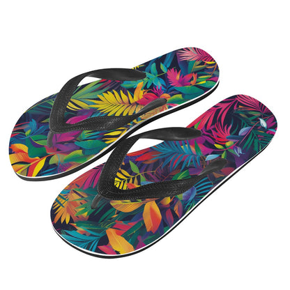 Tropical Leaf Print Flip Flops