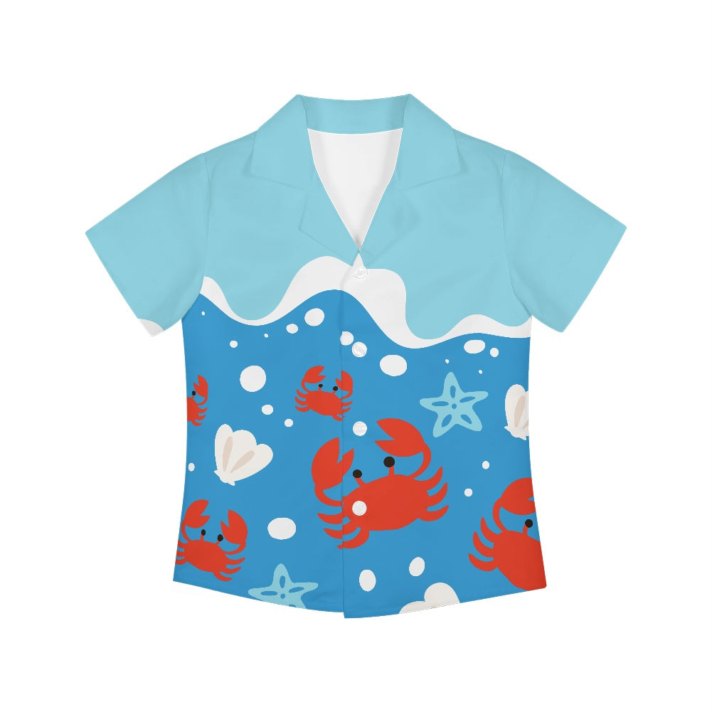 Crab Ocean Kids Hawaiian Shirt – Summer Beachwear for Boys and Girls