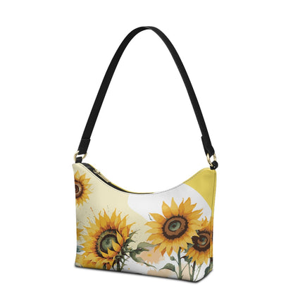 Vibrant Sunflower PU Women's Underarm Bag