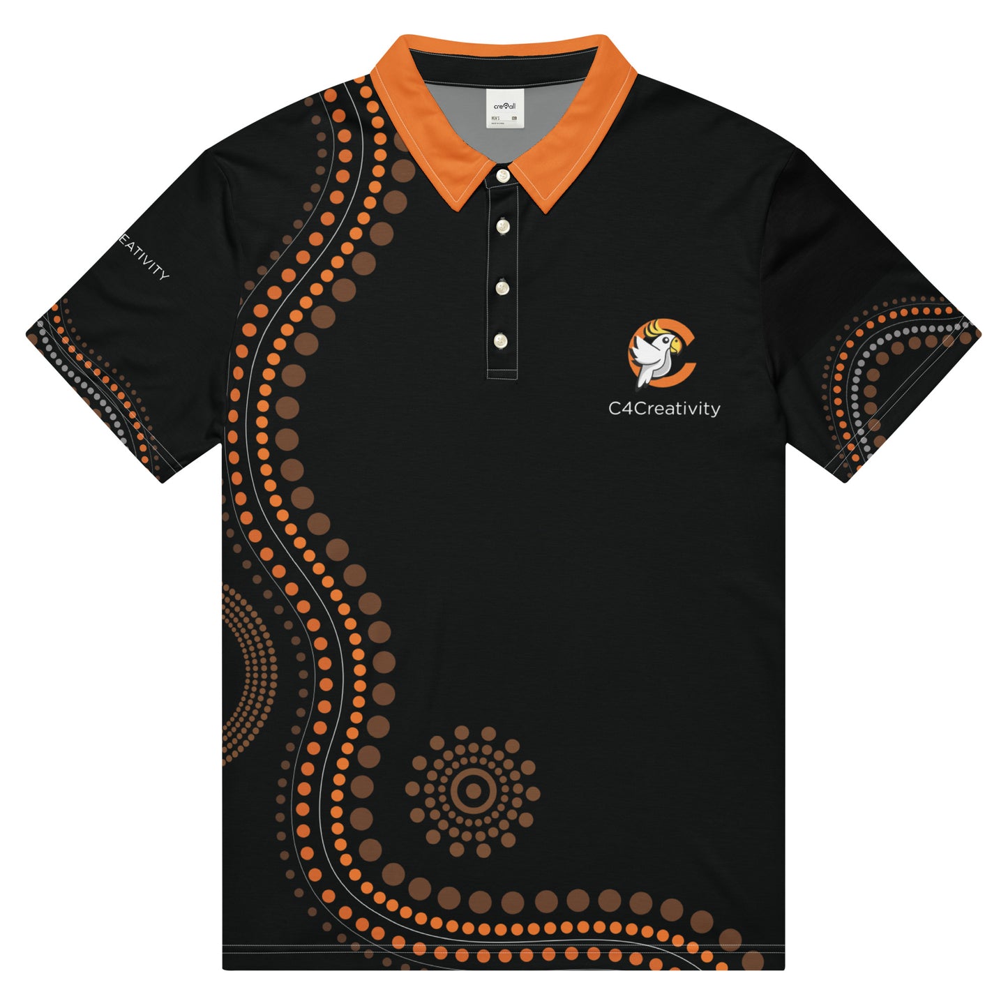 mens all over print slim fit polo shirt black left front