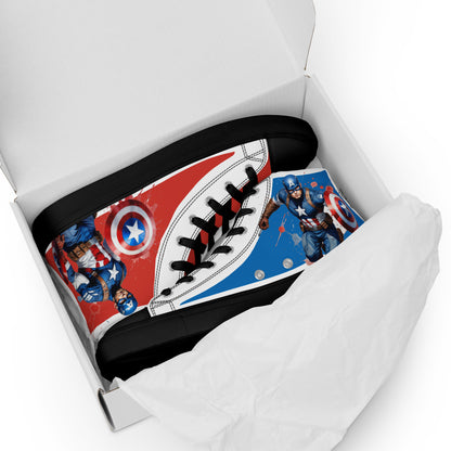 Captain America white background Men's High Top Custom Sneakers