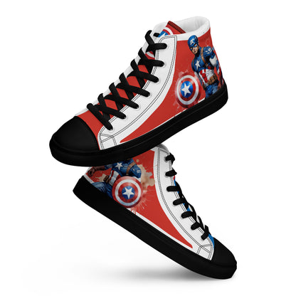 Captain America white background Men's High Top Custom Sneakers