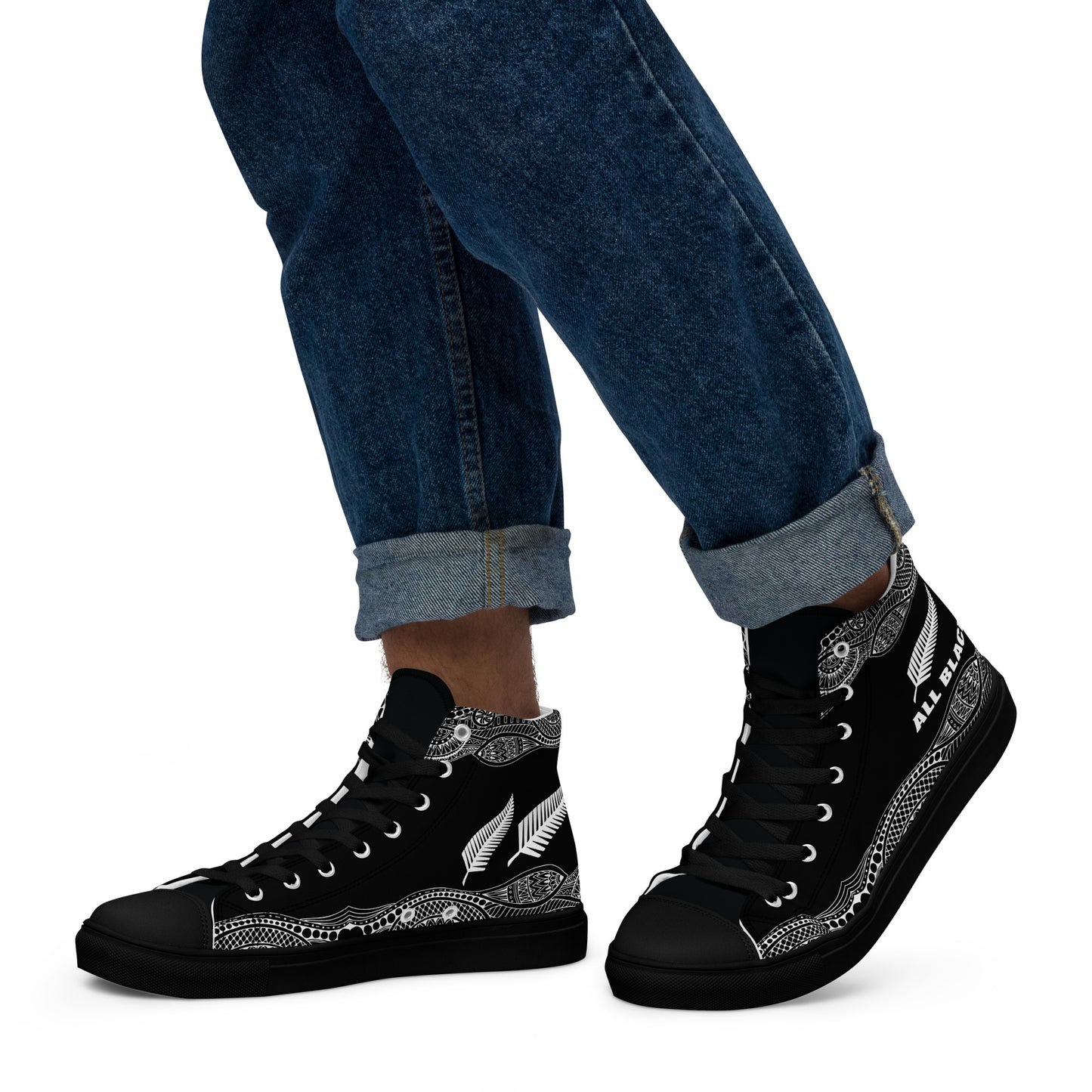 Team Lover - All Black Men's High Top Custom Sneakers