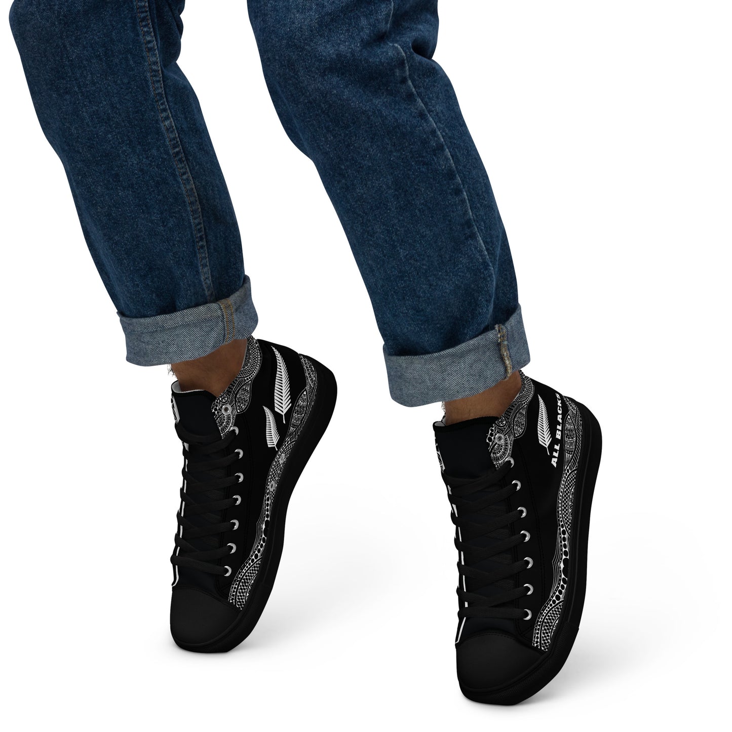 Team Lover - All Black Men's High Top Custom Sneakers