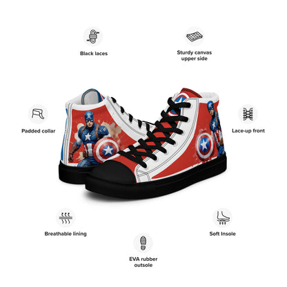 Captain America white background Men's High Top Custom Sneakers