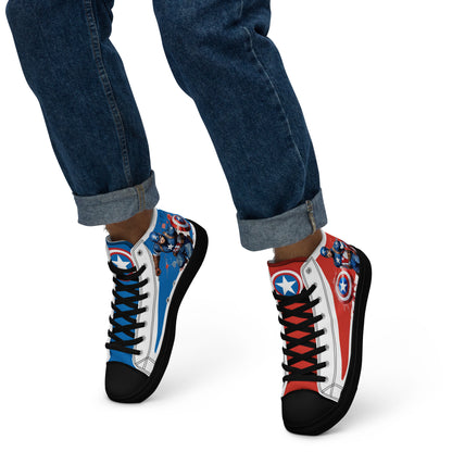 Captain America white background Men's High Top Custom Sneakers