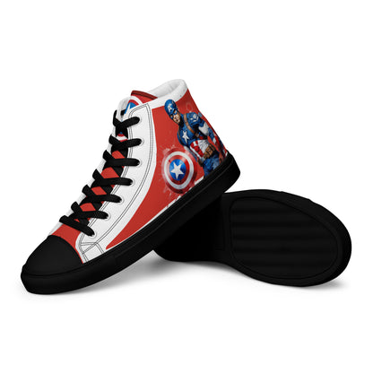 Captain America white background Men's High Top Custom Sneakers