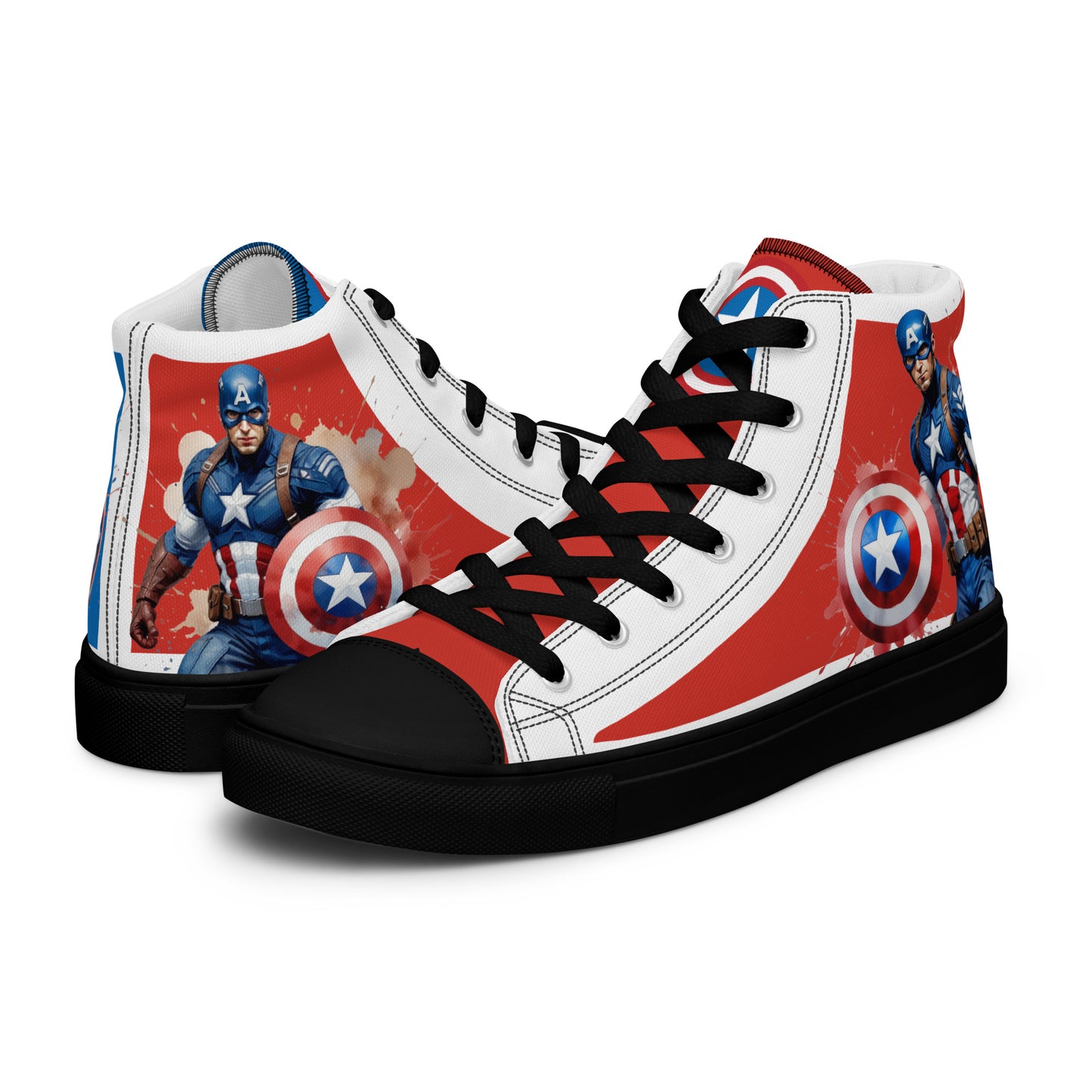 Captain America white background Men's High Top Custom Sneakers