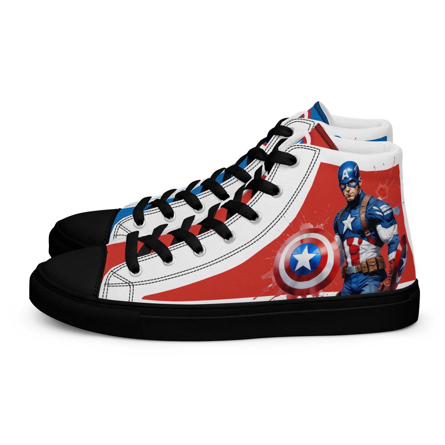 Captain America white background Men's High Top Custom Sneakers