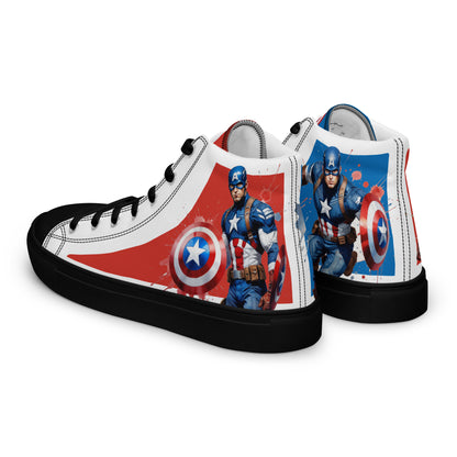 Captain America white background Men's High Top Custom Sneakers