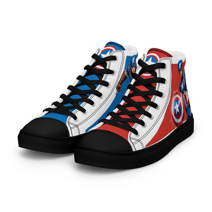 Captain America white background Men's High Top Custom Sneakers