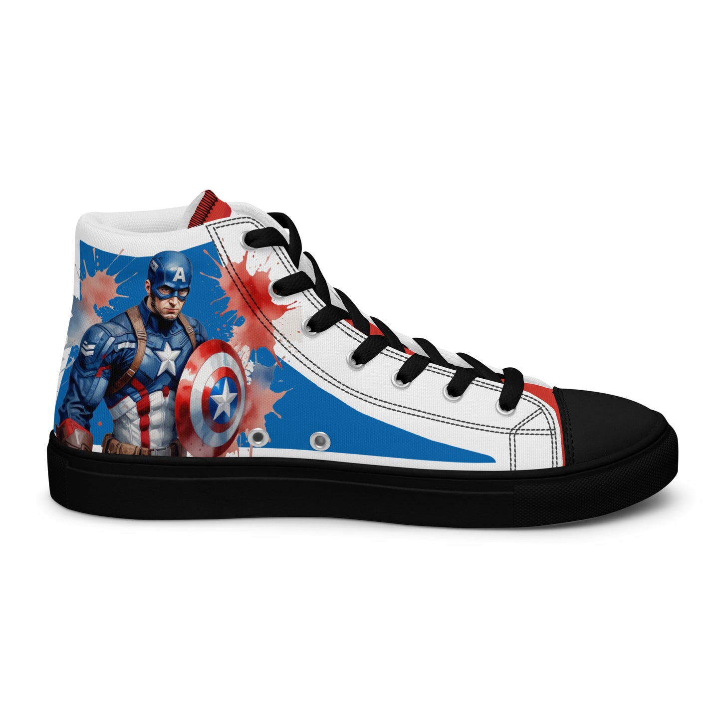 Captain America white background Men's High Top Custom Sneakers