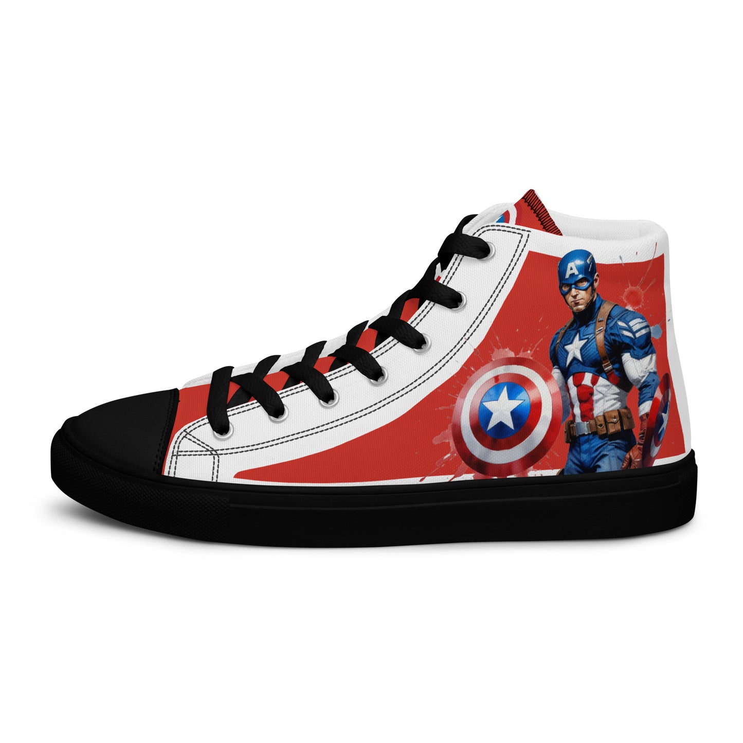 Captain America white background Men's High Top Custom Sneakers