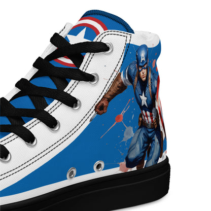 Captain America white background Men's High Top Custom Sneakers