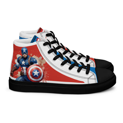 Captain America white background Men's High Top Custom Sneakers