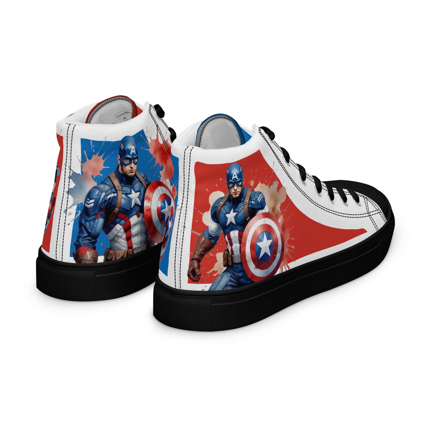 Captain America white background Men's High Top Custom Sneakers