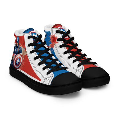 Captain America white background Men's High Top Custom Sneakers