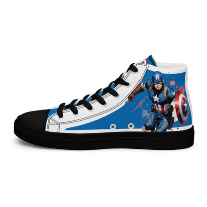 Captain America white background Men's High Top Custom Sneakers