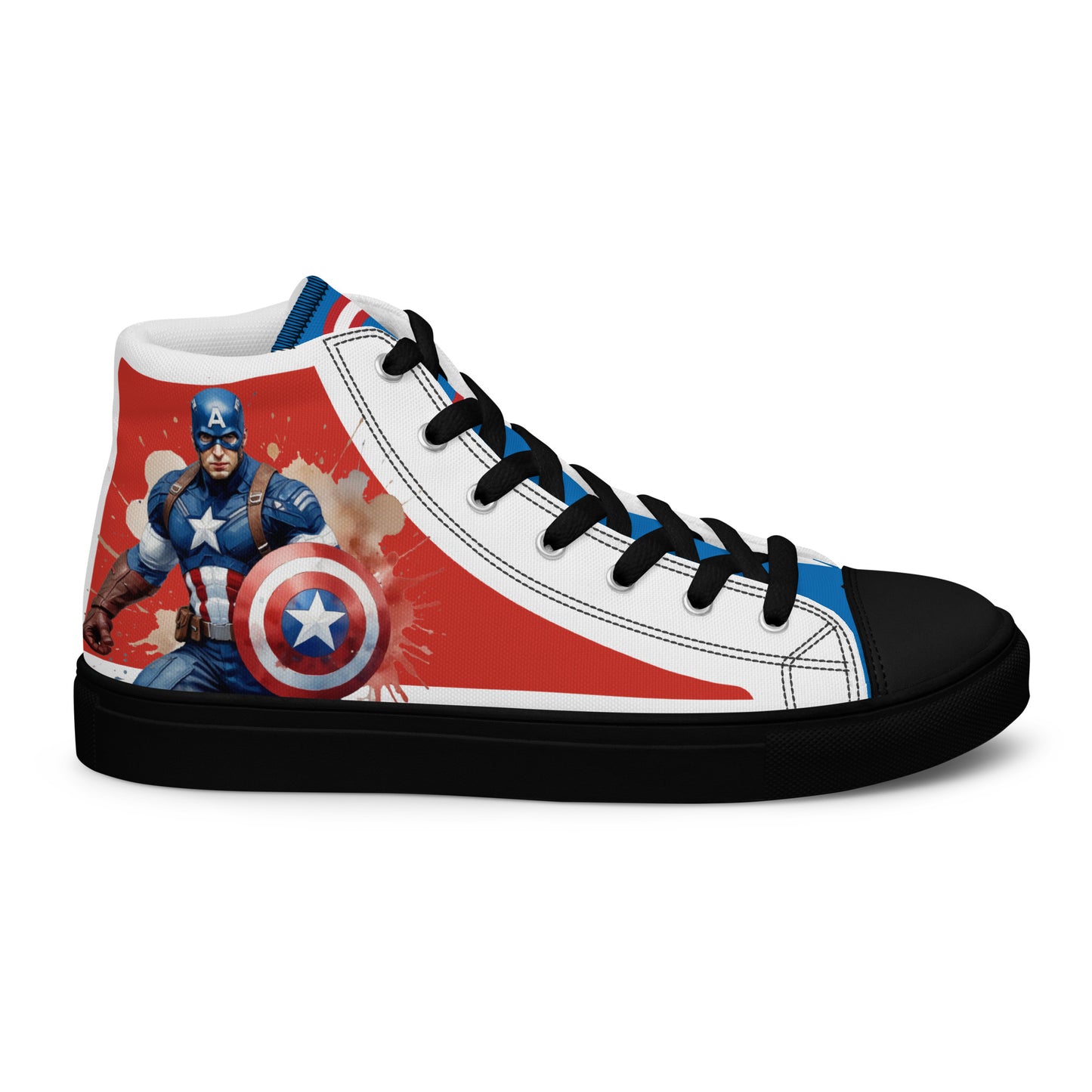 Captain America white background Men's High Top Custom Sneakers