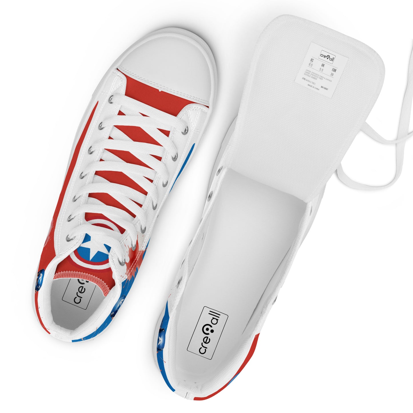 Captain America white background Men's High Top Custom Sneakers