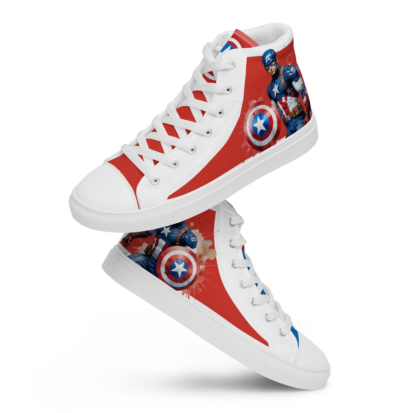 Captain America white background Men's High Top Custom Sneakers