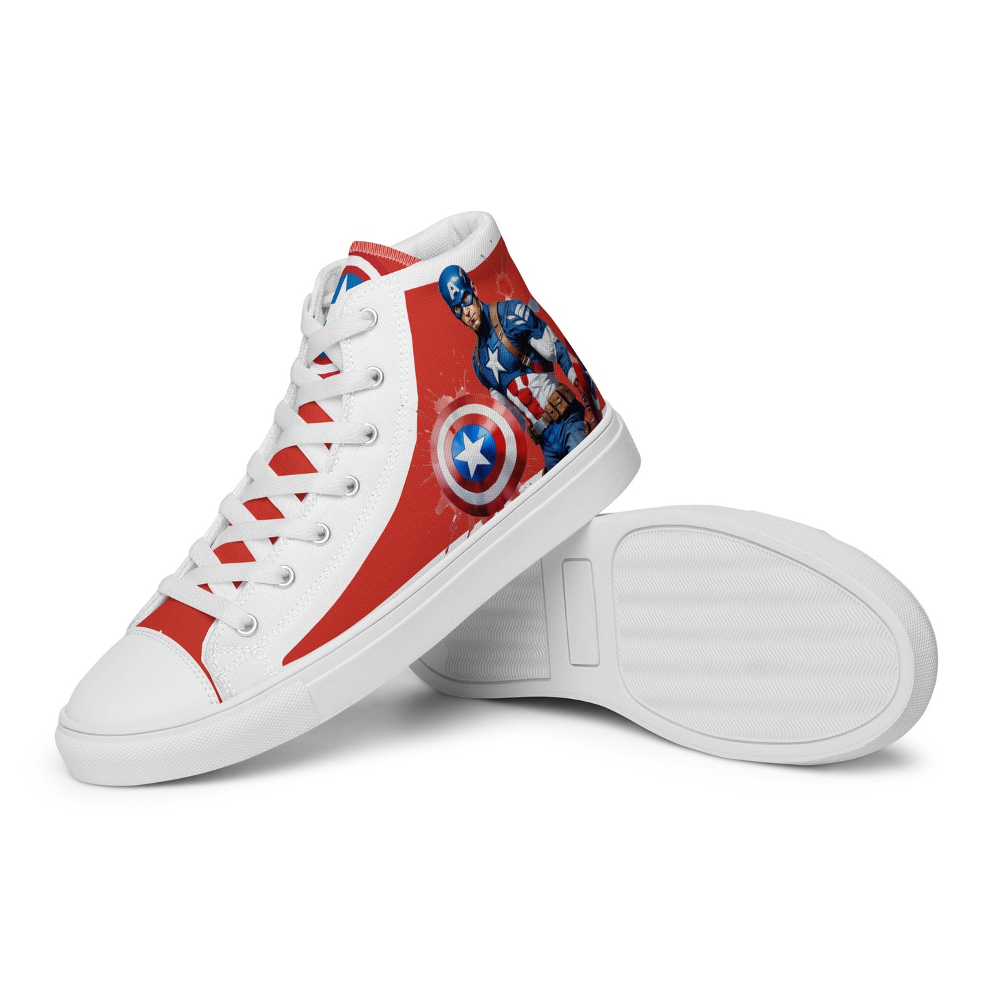 Captain America white background Men's High Top Custom Sneakers