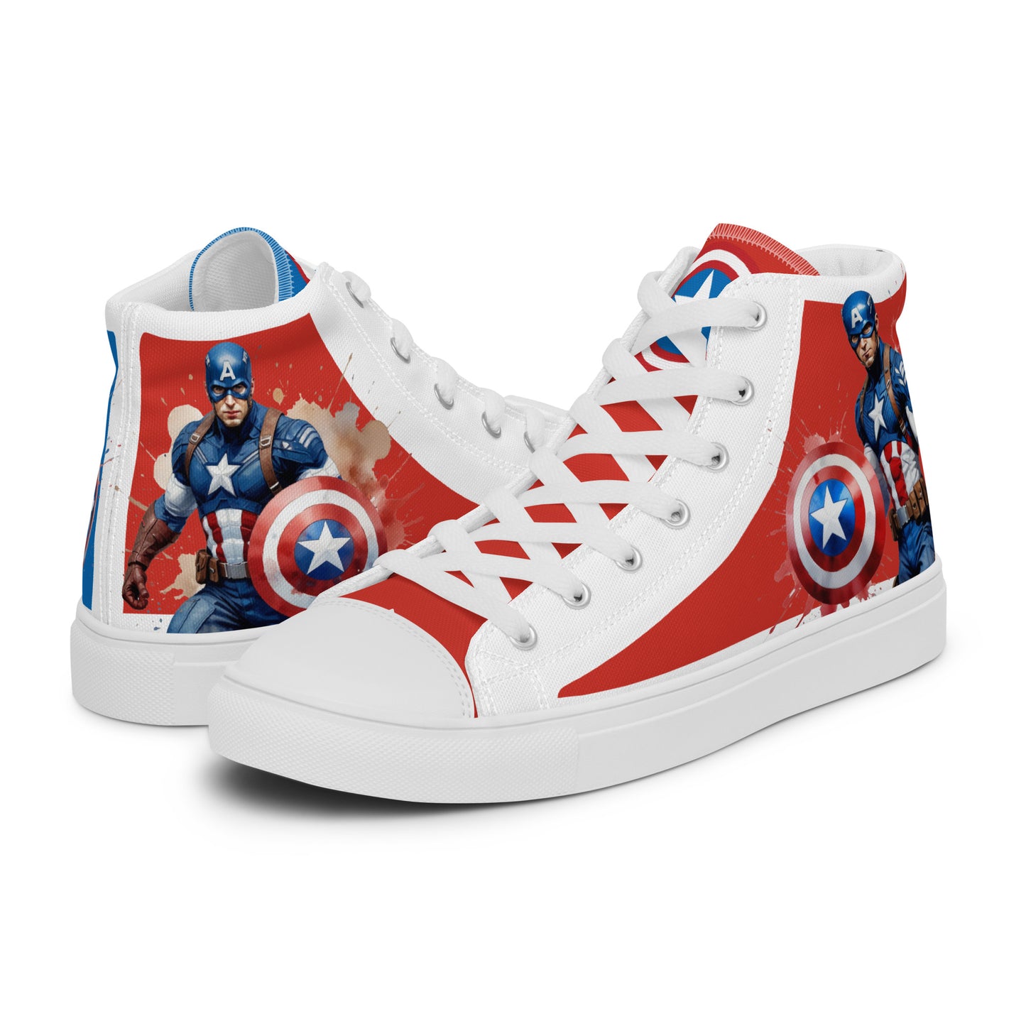 Captain America white background Men's High Top Custom Sneakers