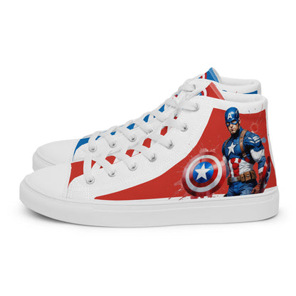 Captain America white background Men's High Top Custom Sneakers