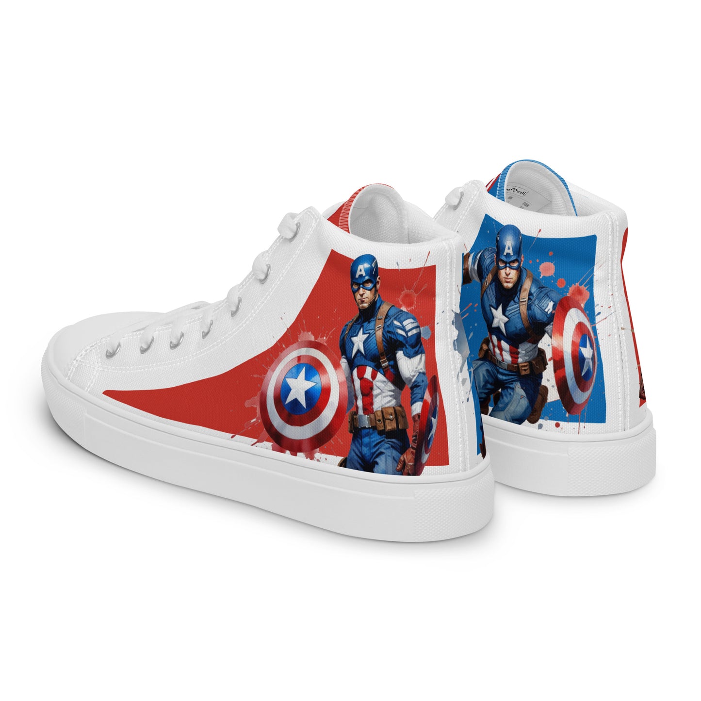 Captain America white background Men's High Top Custom Sneakers