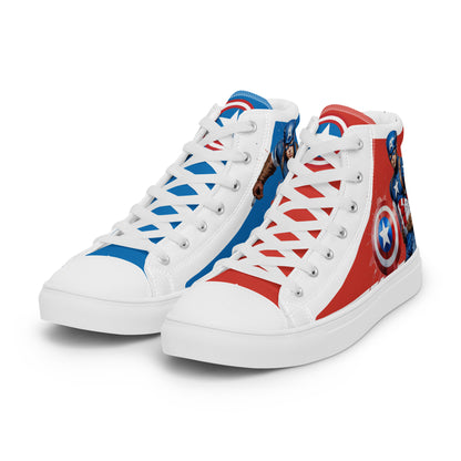 Captain America white background Men's High Top Custom Sneakers