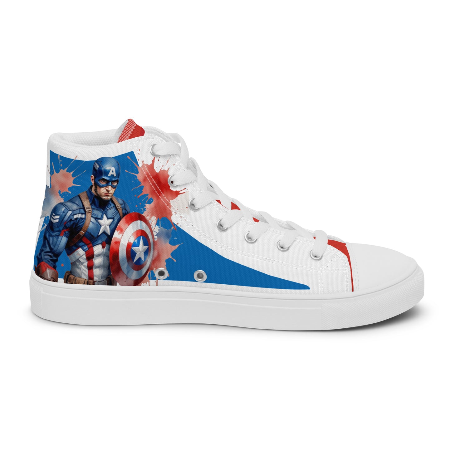 Captain America white background Men's High Top Custom Sneakers