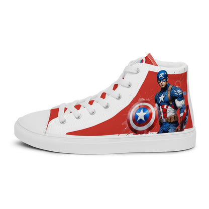 Captain America white background Men's High Top Custom Sneakers