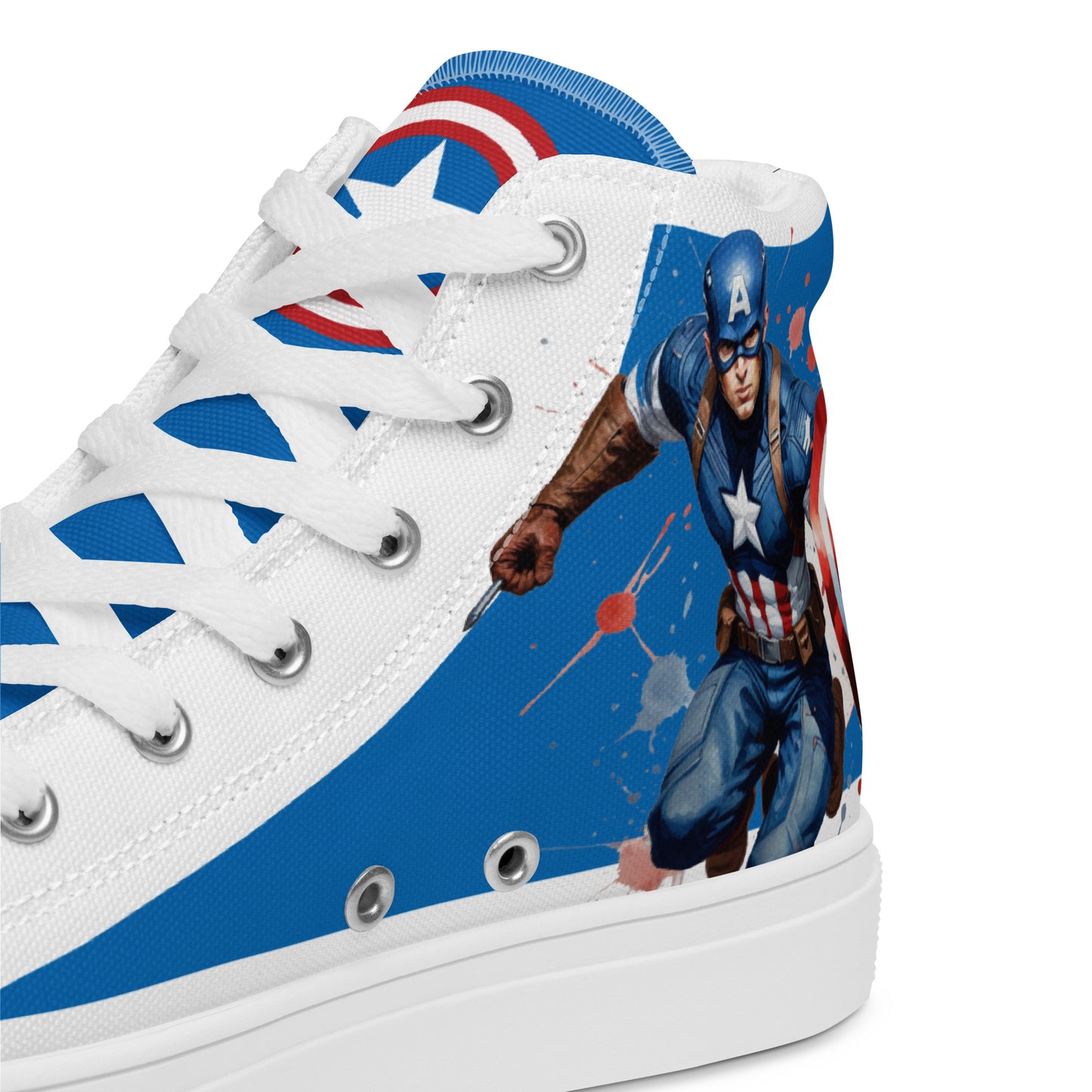 Captain America white background Men's High Top Custom Sneakers