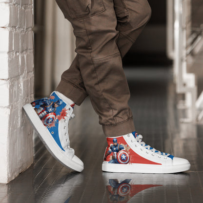 Captain America white background Men's High Top Custom Sneakers