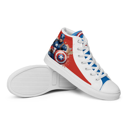 Captain America white background Men's High Top Custom Sneakers