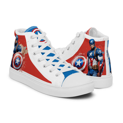 Captain America white background Men's High Top Custom Sneakers