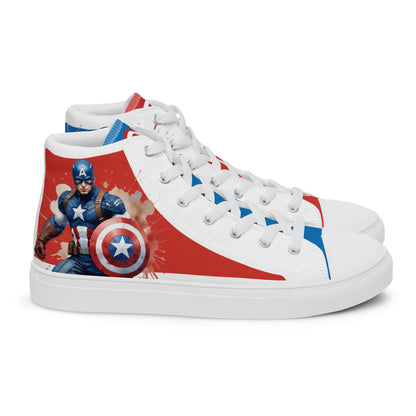 Captain America white background Men's High Top Custom Sneakers