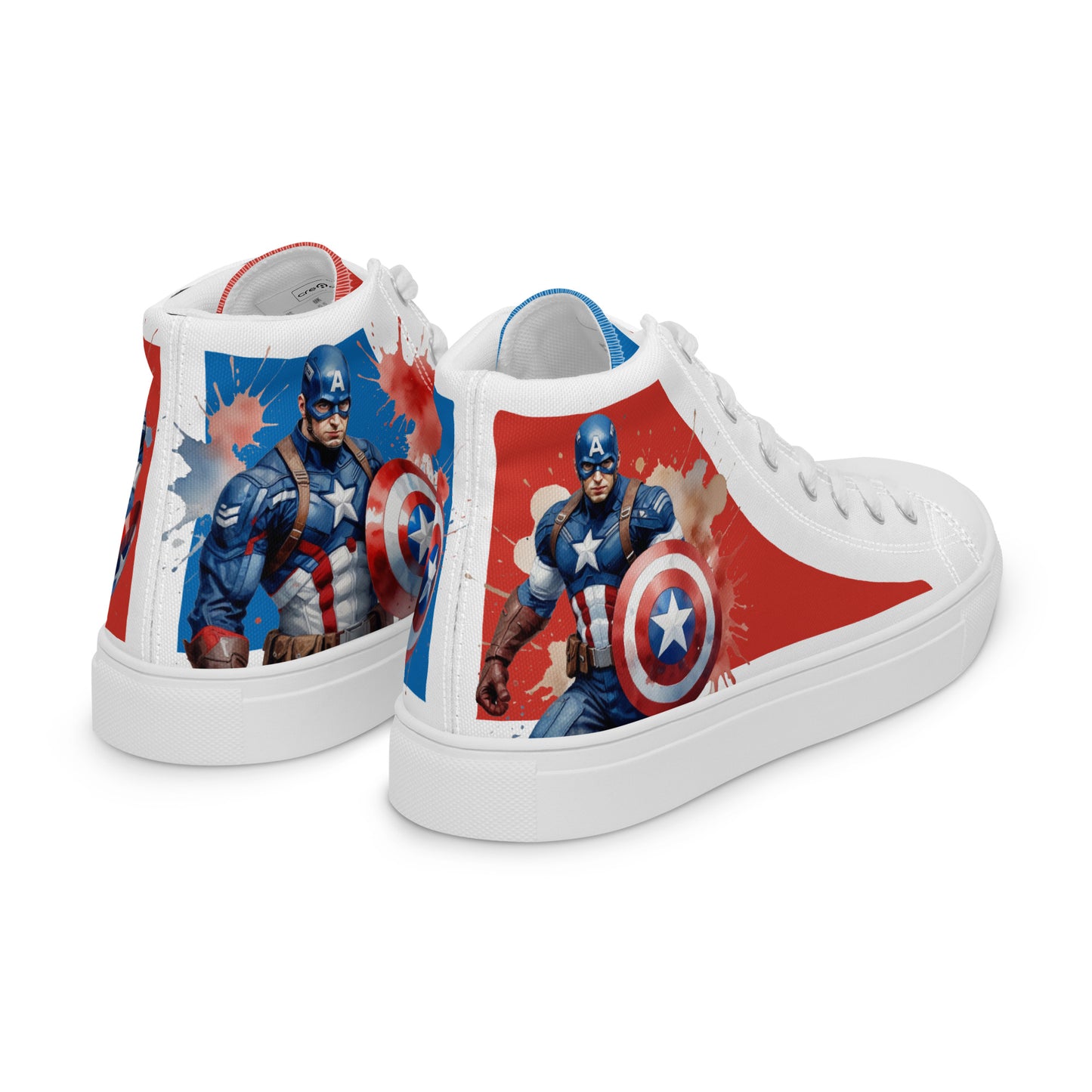 Captain America white background Men's High Top Custom Sneakers