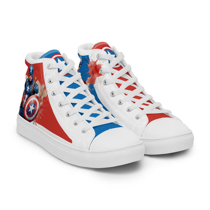 Captain America white background Men's High Top Custom Sneakers