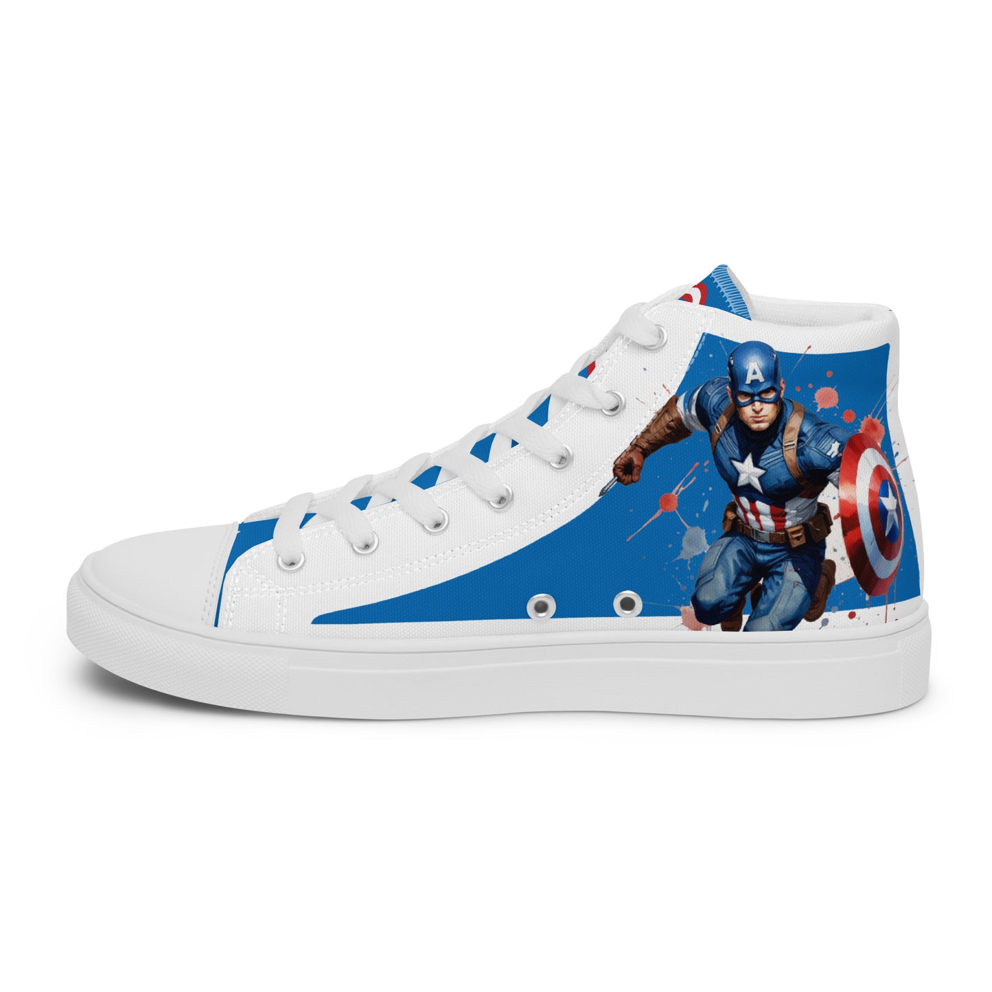 Captain America white background Men's High Top Custom Sneakers