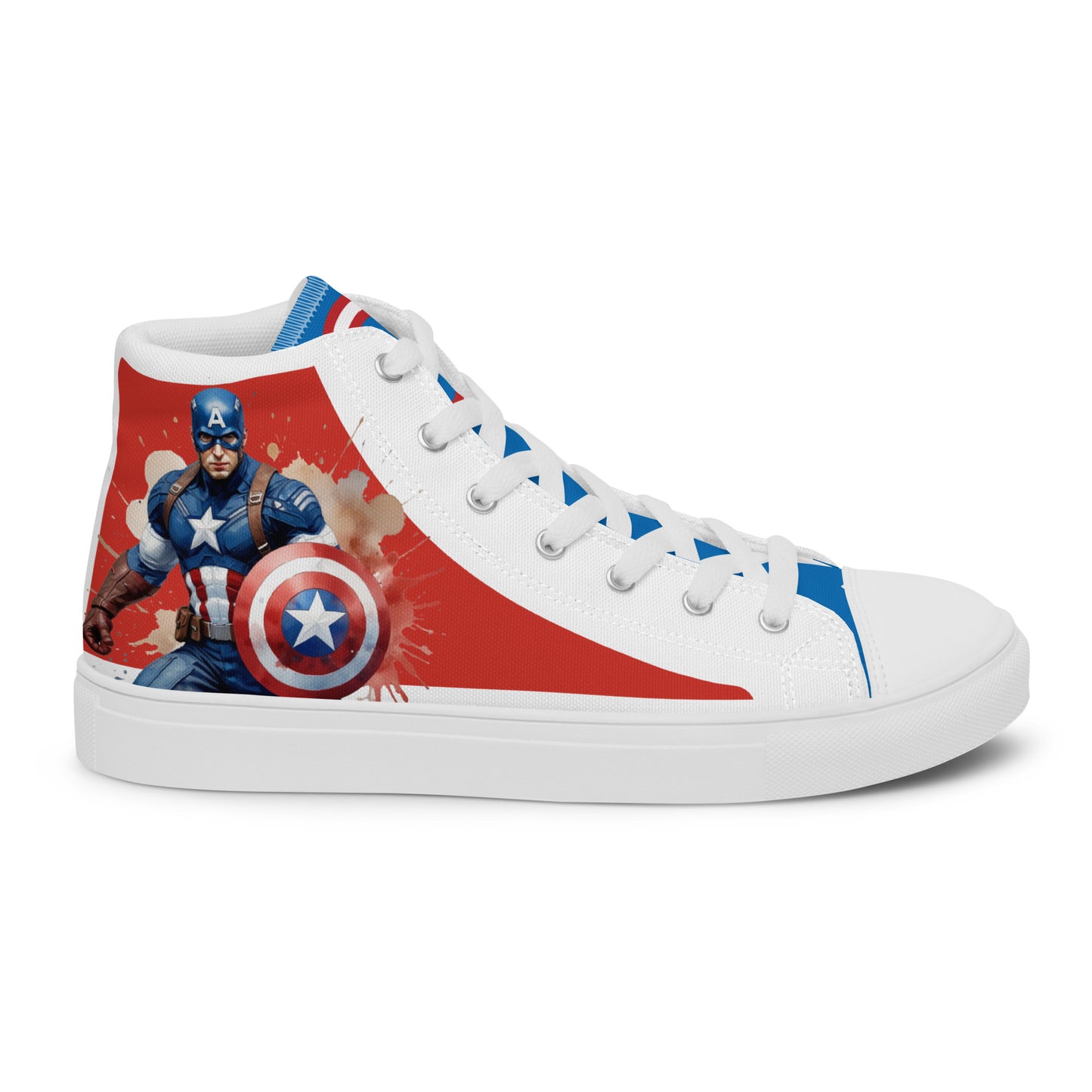 Captain America white background Men's High Top Custom Sneakers