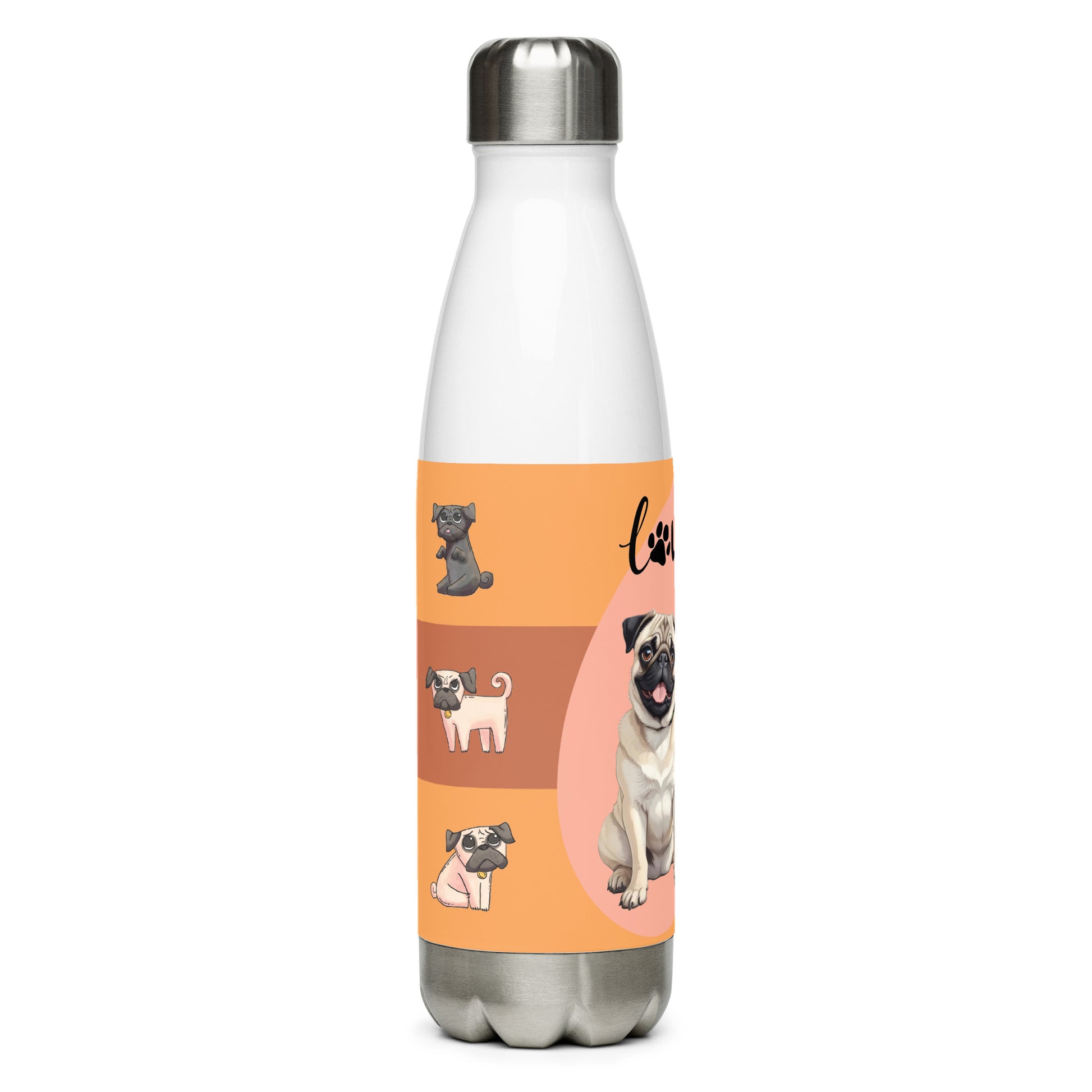 stainless steel water bottle white 17oz back