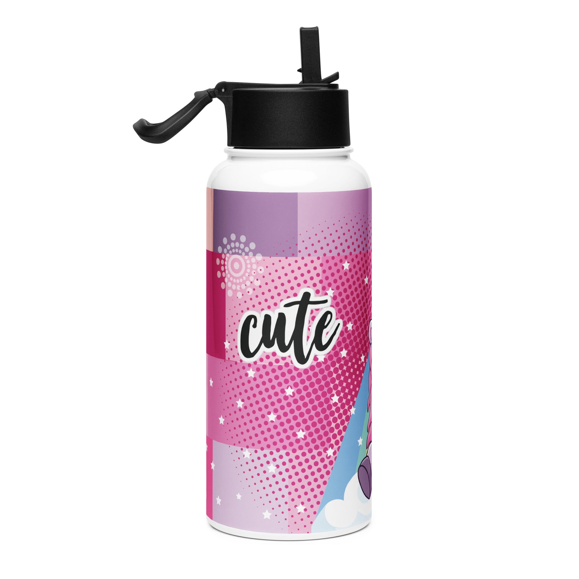 stainless steel water bottle with a straw lid white 32oz