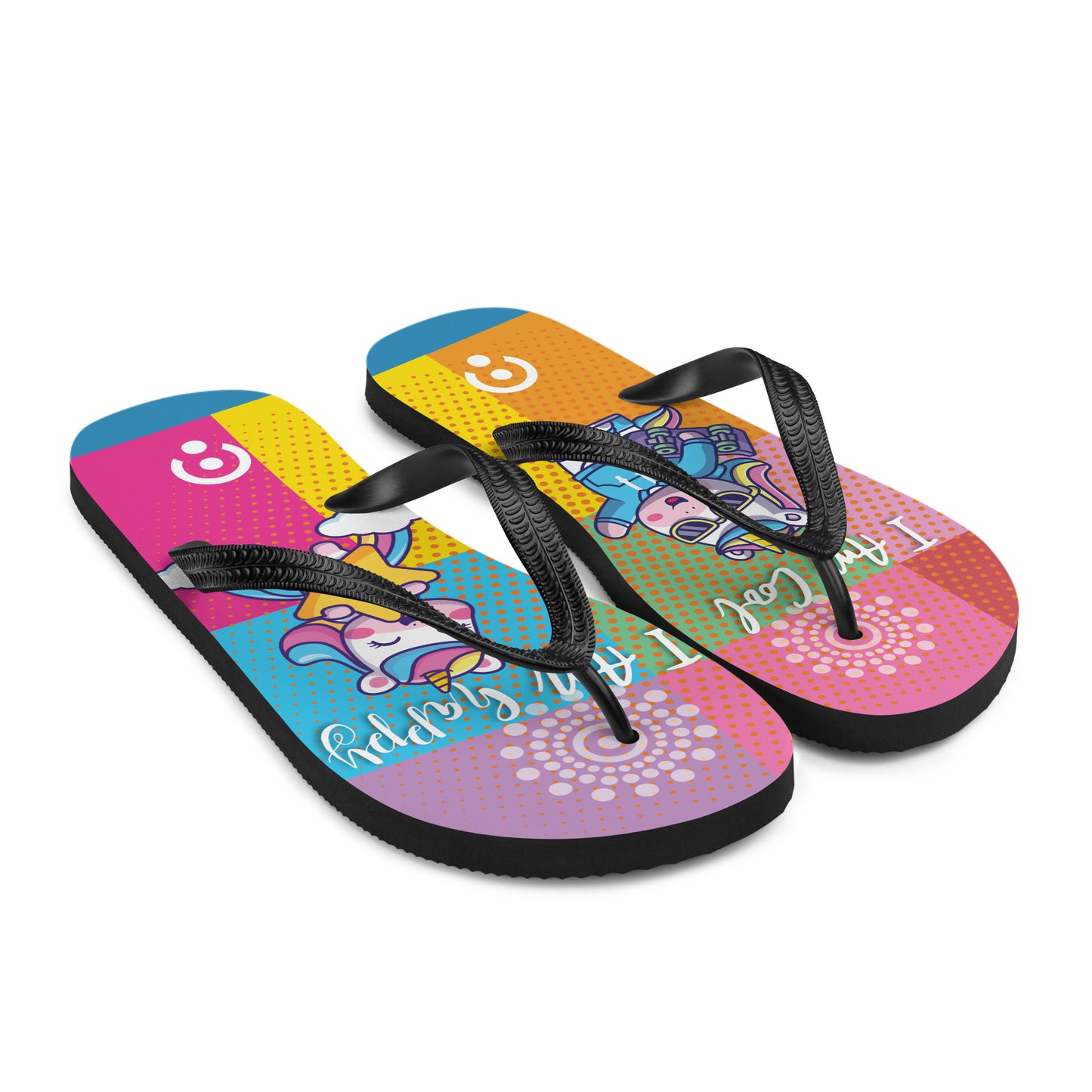 Cool and Happy Unicorn Flip-Flops