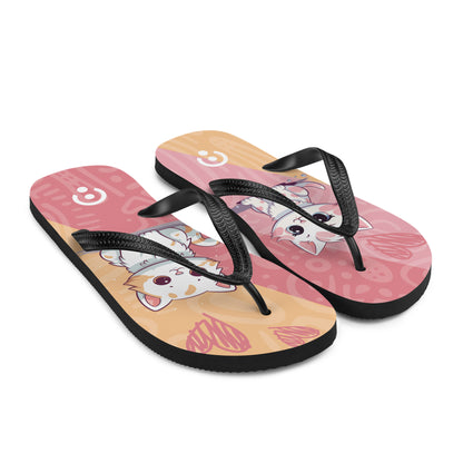 Cute Orange and Pink Cats Flip-Flops