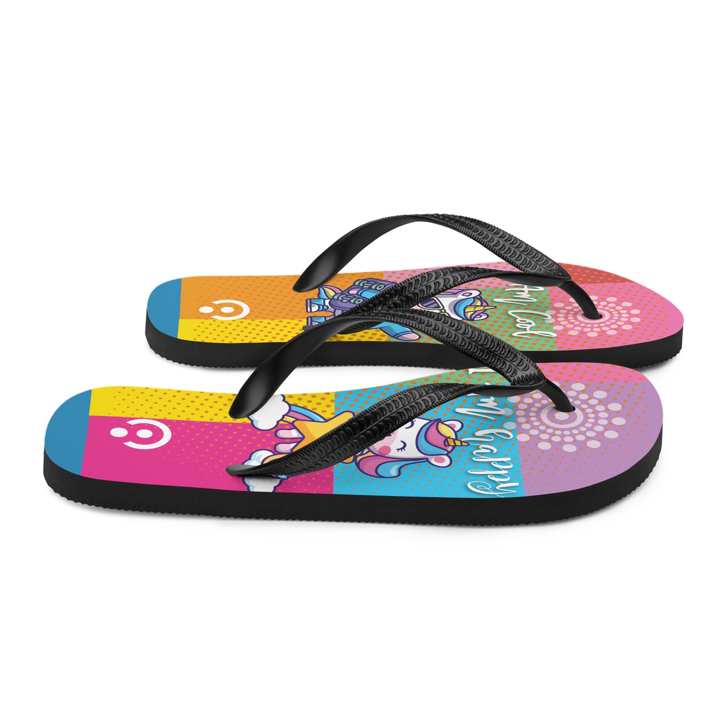 Cool and Happy Unicorn Flip-Flops