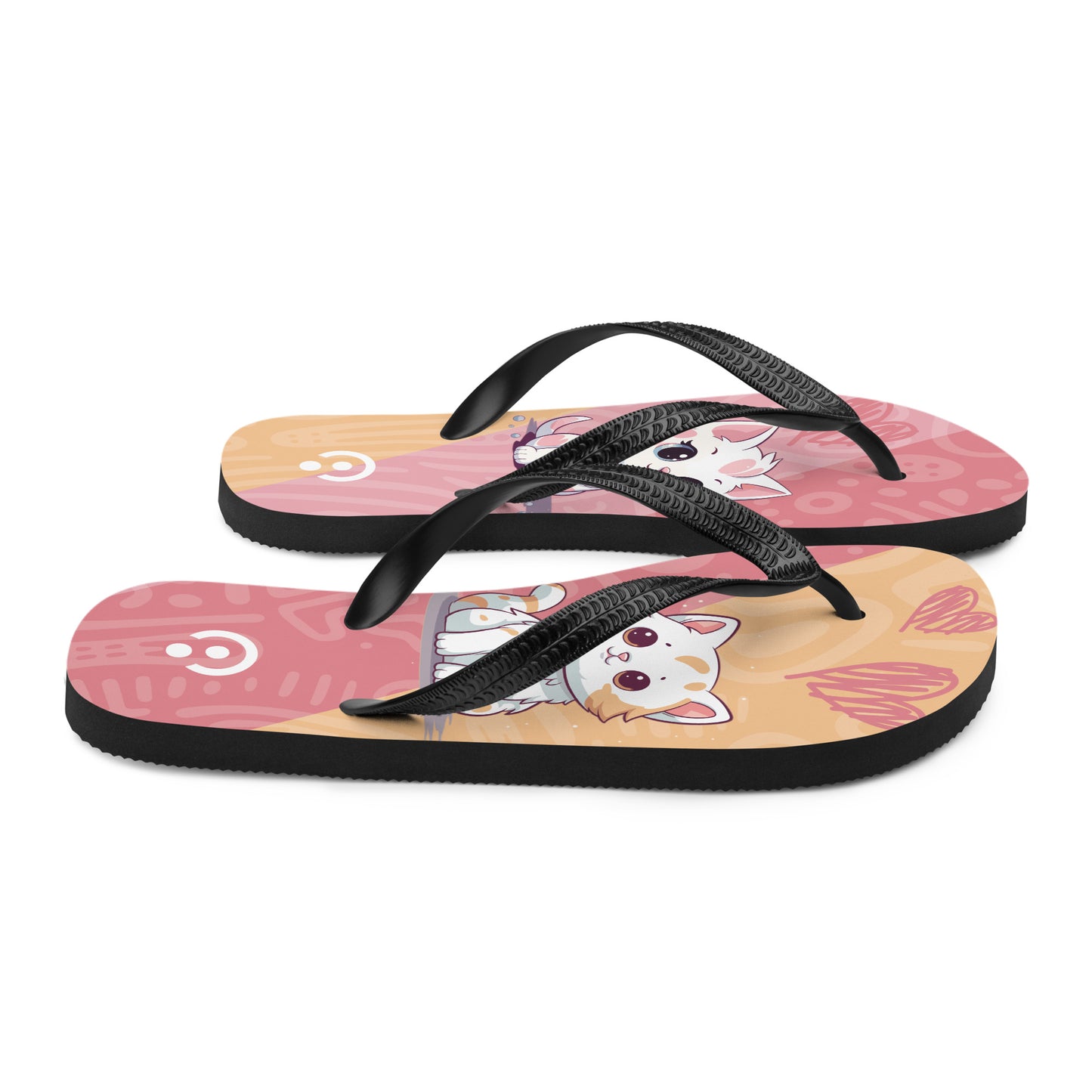 Cute Orange and Pink Cats Flip-Flops