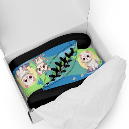 Cute Cats Blue Green Women's High Top Custom Sneakers