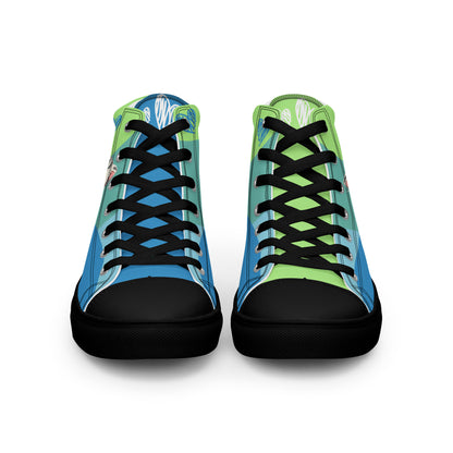 Cute Cats Blue Green Women's High Top Custom Sneakers