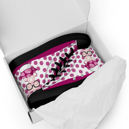 Cute Pig polka-dot Women's High Top Custom Sneakers